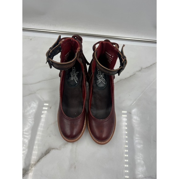 Freebird by Steven Randi Heels Womens Raeanne 6 Burgundy Leather Ankle Strap - Picture 6 of 13